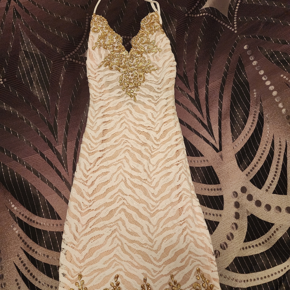 Chic Gold and Cream Mini Dress